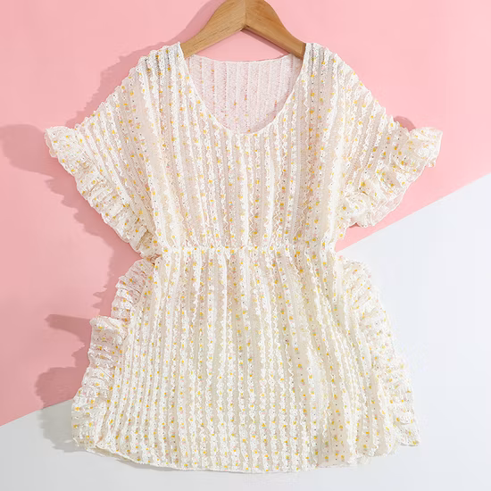 Abbigliamento estivo Design floreale personalizzato per bambini Abito senza maniche con fiocco sottile Abbigliamento moda per ragazza Abito per bambina